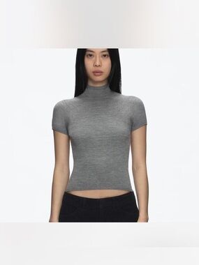 Tank air studio cute knit grey wool top s